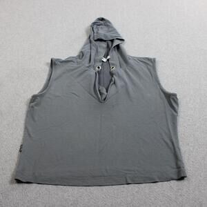 Moschino Jean Tank Top Women 12 Gray Hooded V Neck Jersey Italy Quiet Luxury Y2K